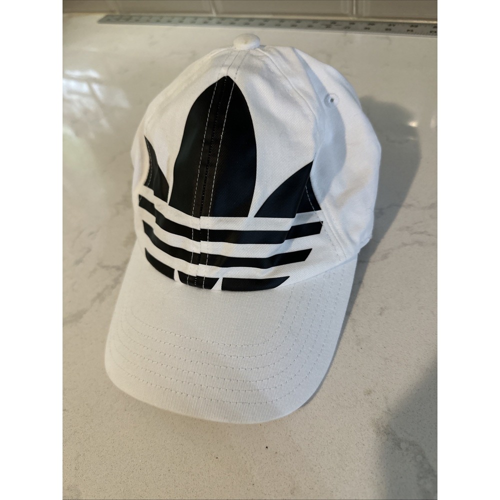 Adidas Originals Cap Relaxed Big Trefoil Adjustable Slide Strapback White Black